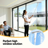 Giantz Window Cleaner Mirror Car, Spray Scrub Squeegee 136cm Extendable Long Handle with Water Tank 3 Microfiber Pads, Glass Scrubber for High Windows Home Car Mirror, White - Close-Up Angle