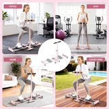 Everfit Foldable Ski Exercise Machine Leg Thigh Trainer Home Fitness Cardio Pink - Low Angle