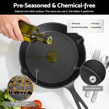 5-Star Chef Cast Iron Fry Pan Skillet Cookware Set Induction Black 14/16/20/24cm - 45-Degree Angle