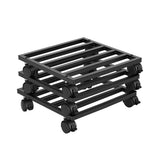 Green Fingers Plant Pot Trolleys 3pcs 32cm Galvanized Steel Lockable Wheels Roll Planter Black - Side View