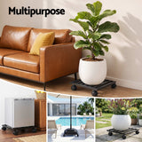 Green Fingers Plant Pot Trolleys 3pcs 32cm Galvanized Steel Lockable Wheels Roll Planter Black - Rear View