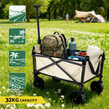 Gardeon Garden Cart Folding Trolley Camping Wagon Barrow Outdoor Beach Beige - Close-Up Angle