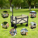 Gardeon Garden Cart Folding Trolley Camping Wagon Barrow Outdoor Beach Beige - Extra Image