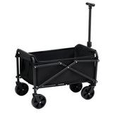 Gardeon Garden Cart Folding Trolley Camping Wagon Barrow Outdoor Beach Black - Front View