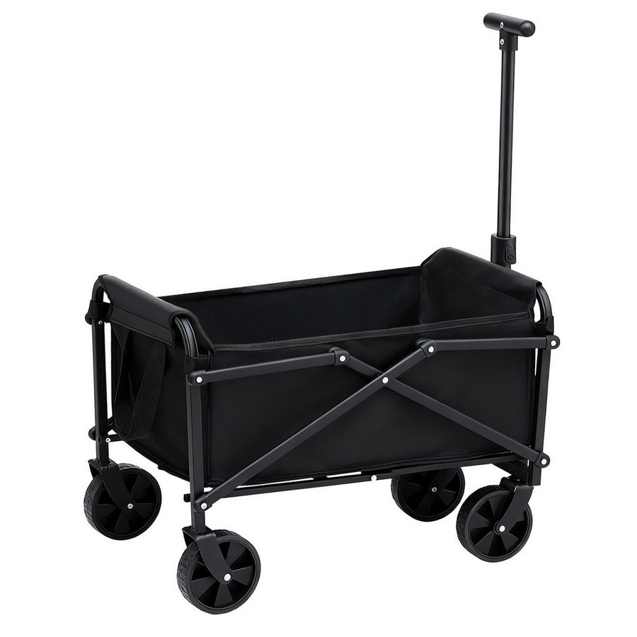 Gardeon Garden Cart Folding Trolley Camping Wagon Barrow Outdoor Beach Black