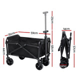 Gardeon Garden Cart Folding Trolley Camping Wagon Barrow Outdoor Beach Black - Side View