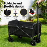Gardeon Garden Cart Folding Trolley Camping Wagon Barrow Outdoor Beach Black - 45-Degree Angle