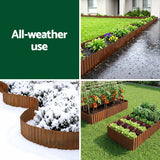 Green Fingers Garden Edging 10ft Metal Flexible Garden Border Corrugated Steel Lawn Edging Rust - Rear View