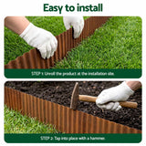 Green Fingers Garden Edging 10ft Metal Flexible Garden Border Corrugated Steel Lawn Edging Rust - Low Angle