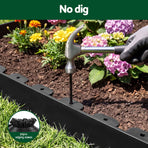 Green Fingers Garden Edging 33ft 30pcs Flexible Garden Border Plastic Lawn Edging Black