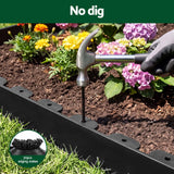 Green Fingers Garden Edging 33ft 30pcs Flexible Garden Border Plastic Lawn Edging Black - Top-Down View