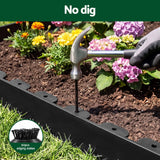Green Fingers Garden Edging 60ft 30pcs Flexible Garden Border Plastic Lawn Edging Black - Top-Down View