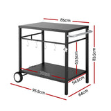 Weisshorn BBQ Camp Party Table, Garden Backyard Outdoor Cart Stainless Steel Prep Table Mobile Kitchen Trolley Heavy Duty with Wheels Tank Holder Hooks, Black - Side View