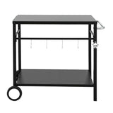 Weisshorn BBQ Camp Party Table, Garden Backyard Outdoor Cart Stainless Steel Prep Table Mobile Kitchen Trolley Heavy Duty with Wheels Tank Holder Hooks, Black - Top-Down View