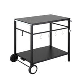 Weisshorn BBQ Camp Party Table, Garden Backyard Outdoor Cart Stainless Steel Prep Table Mobile Kitchen Trolley Heavy Duty with Wheels Tank Holder Hooks, Black - Extra Image