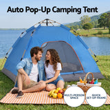 Weisshorn Camping Tent Instant Tent Pop up 2 Person Outdoor Hiking Tents Hiking Blue - Top-Down View