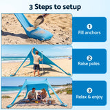 Weisshorn Camping Tent Beach Tent Canopy Sun Shelter Portable Blue - Top-Down View