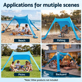 Weisshorn Camping Tent Beach Tent Canopy Sun Shelter Portable Blue - Rear View