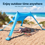 Weisshorn Camping Tent Beach Tent Canopy Sun Shelter Portable Blue - Close-Up Angle