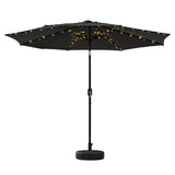 Instahut Outdoor Umbrella 2.9m Market Umbrella with Base String Light Black - Front View