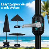 Instahut Outdoor Umbrella 2.9m Market Umbrella with Base String Light Black - Low Angle