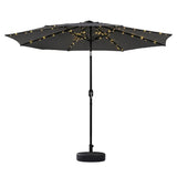 Instahut Outdoor Umbrella 2.9m Market Umbrella with String Light Tilt Charcoal Shade - Front View