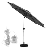 Instahut Outdoor Umbrella 2.9m Market Umbrella with String Light Tilt Charcoal Shade - Top-Down View