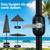 Instahut Outdoor Umbrella 2.9m Market Umbrella with String Light Tilt Charcoal Shade - Low Angle