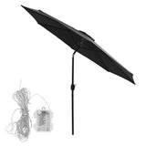 Instahut Outdoor Umbrella 2.9m Market Umbrella with String Light Tilt Black - Top-Down View