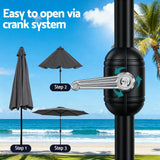 Instahut Outdoor Umbrella 2.9m Market Umbrella with String Light Tilt Charcoal Shade - Low Angle
