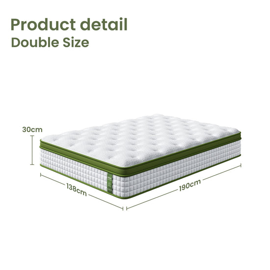 BedStory Double 30cm Hybrid Mattress Cooling Gel Memory Foam 5 Zone Pocket Spring Bed Temperature Regulating