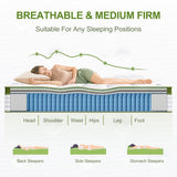 BedStory King 30cm Hybrid Mattress Cooling Gel Memory Foam 5 Zone Pocket Spring Bed Temperature Regulating - 45-Degree Angle