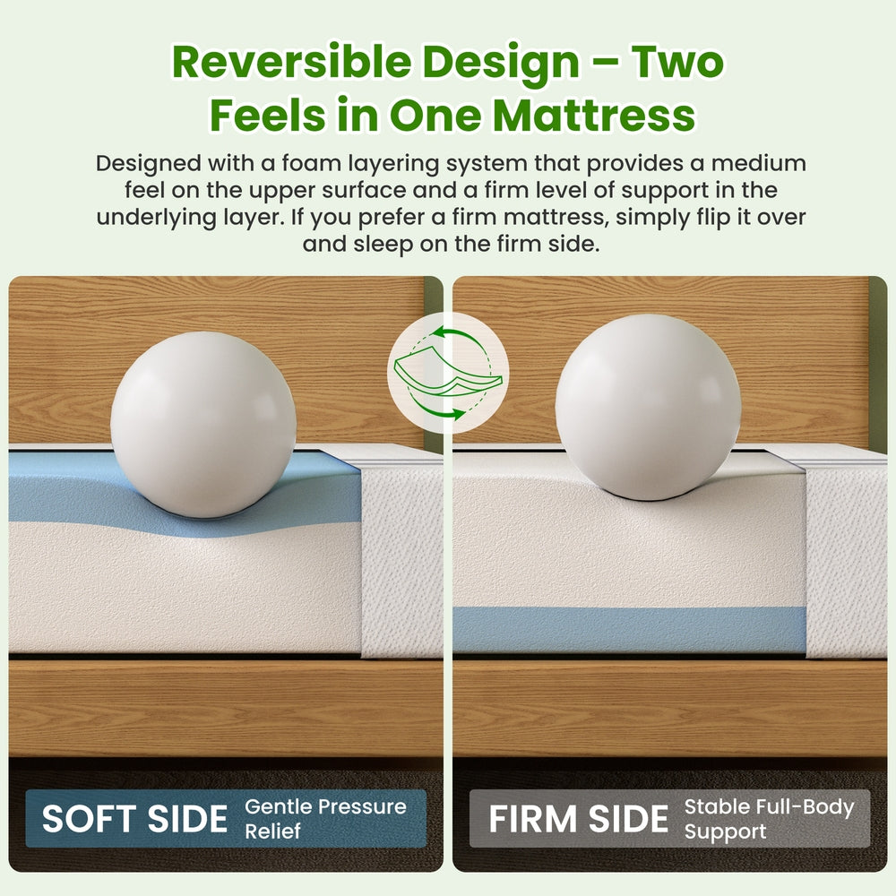 20cm King Reversible Gel Memory Foam Mattress BedStory Medium Soft & Firm