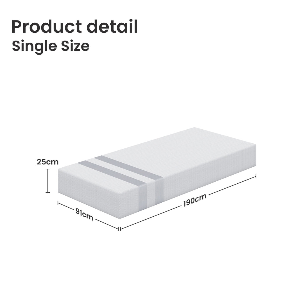 BedStory Single Memory Foam Mattress 25cm Cooling Gel Foam Mattress in a Box Medium Feel