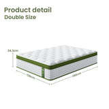 BedStory 34cm Double Latex Hybrid Mattress Medium Firm - 5 Zone Pocket Spring Bed for Pressure Relief Motion Isolation - Side View