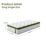 BedStory 34cm King Single Latex Hybrid Mattress Medium Firm - 5 Zone Pocket Spring Bed for Pressure Relief Motion Isolation - Side View
