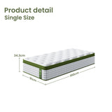 BedStory 34cm Single Latex Hybrid Mattress Medium Firm - 5 Zone Pocket Spring Bed for Pressure Relief Motion Isolation - Side View