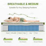BedStory 34cm Single Latex Hybrid Mattress Medium Firm - 5 Zone Pocket Spring Bed for Pressure Relief Motion Isolation - 45-Degree Angle