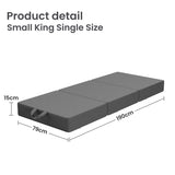 BedStory Folding Mattress Small King Single Trifold Mattress Firm Support Foam Washable Cover 15cm - Side View