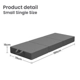 BedStory Folding Mattress Small Single Trifold Mattress Firm Support Foam Washable Cover 15cm - Side View