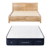 RoomSense Double 34cm Medium Soft Gel Mattress Bundle, Oatmeal Bed Frame - Front View