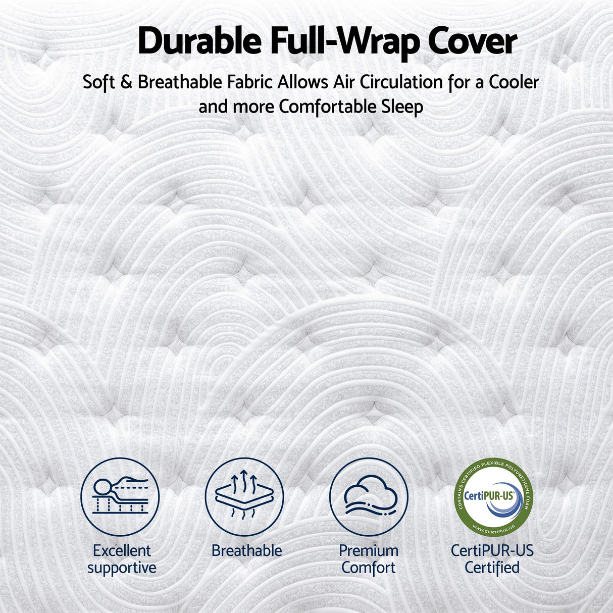 RoomSense Double 34cm Medium Soft Gel Mattress Bundle, Oatmeal Bed Frame