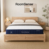 RoomSense Double 26cm Firm Mattress Bundle with Oatmeal Wooden Bed Frame