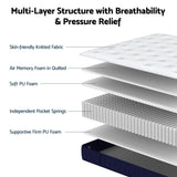 RoomSense Double 26cm Firm Mattress Bundle with Oatmeal Wooden Bed Frame - Rear View