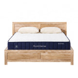 RoomSense Queen 26cm Firm Mattress Bundle with Oatmeal Wooden Bed Frame - Front View