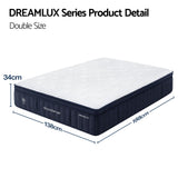 RoomSense Double Mattress, 34cm Thick Medium Soft Hybrid Mattress for Back Pain Relief, Tencel Cooling Pocket Spring Mattress Double Size in a Box - Front View