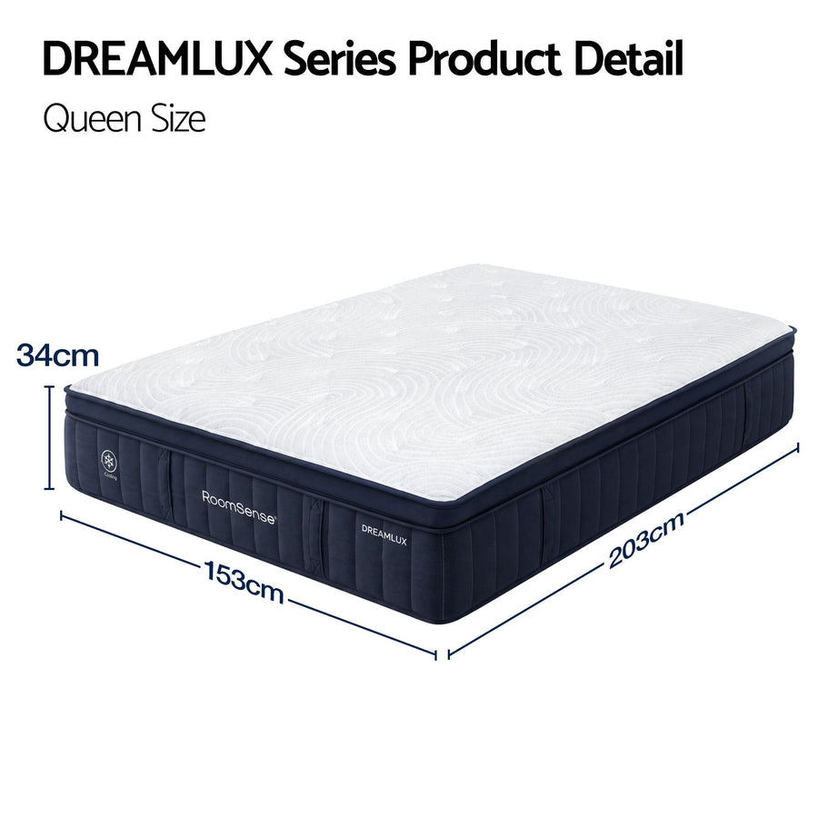RoomSense Queen Mattress, 34cm Thick Medium Firm Hybrid Mattress for Back Pain Relief, Tencel Cooling Pocket, image 4