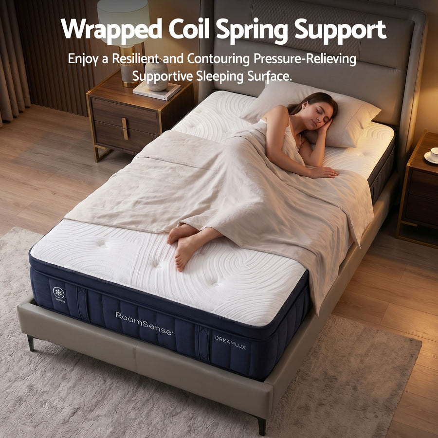 RoomSense Queen Mattress, 34cm Thick Medium Firm Hybrid Mattress for Back Pain Relief, Tencel Cooling Pocket, image 10