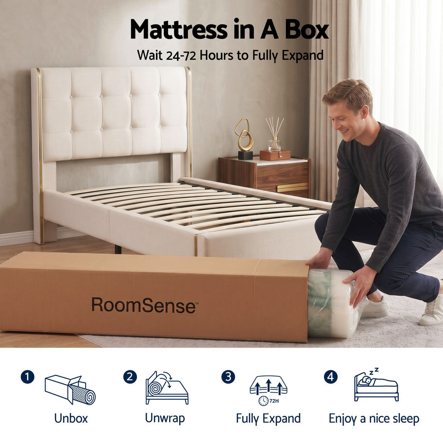 RoomSense Queen Mattress, 34cm Thick Medium Firm Hybrid Mattress for Back Pain Relief, Tencel Cooling Pocket, image 12