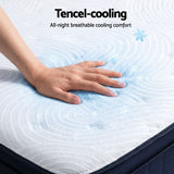 RoomSense Single Mattress, 34cm Thick Medium Soft Hybrid Mattress for Back Pain Relief, Tencel Cooling Pocket Spring Mattress Single Size in a Box - Side View